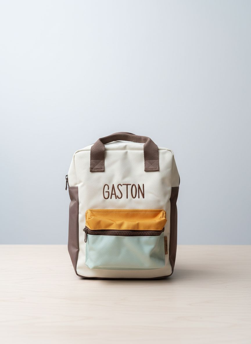 Color blocking rugzak engel met gepersonaliseerde naam