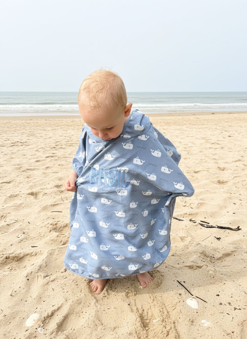 Fresk Kinder Poncho Surf Boy - Gepersonaliseerd - Kletskop