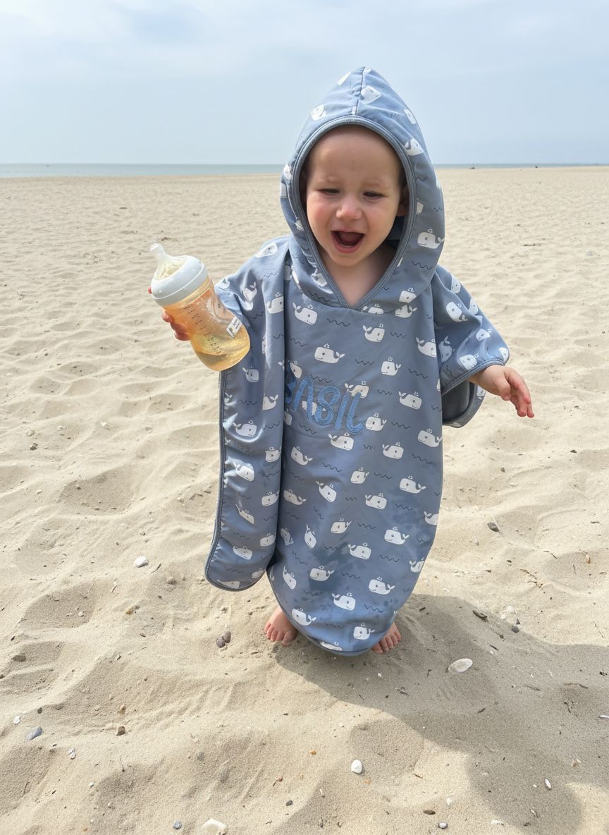 Fresk Kinder Poncho Surf Boy - Gepersonaliseerd - Kletskop