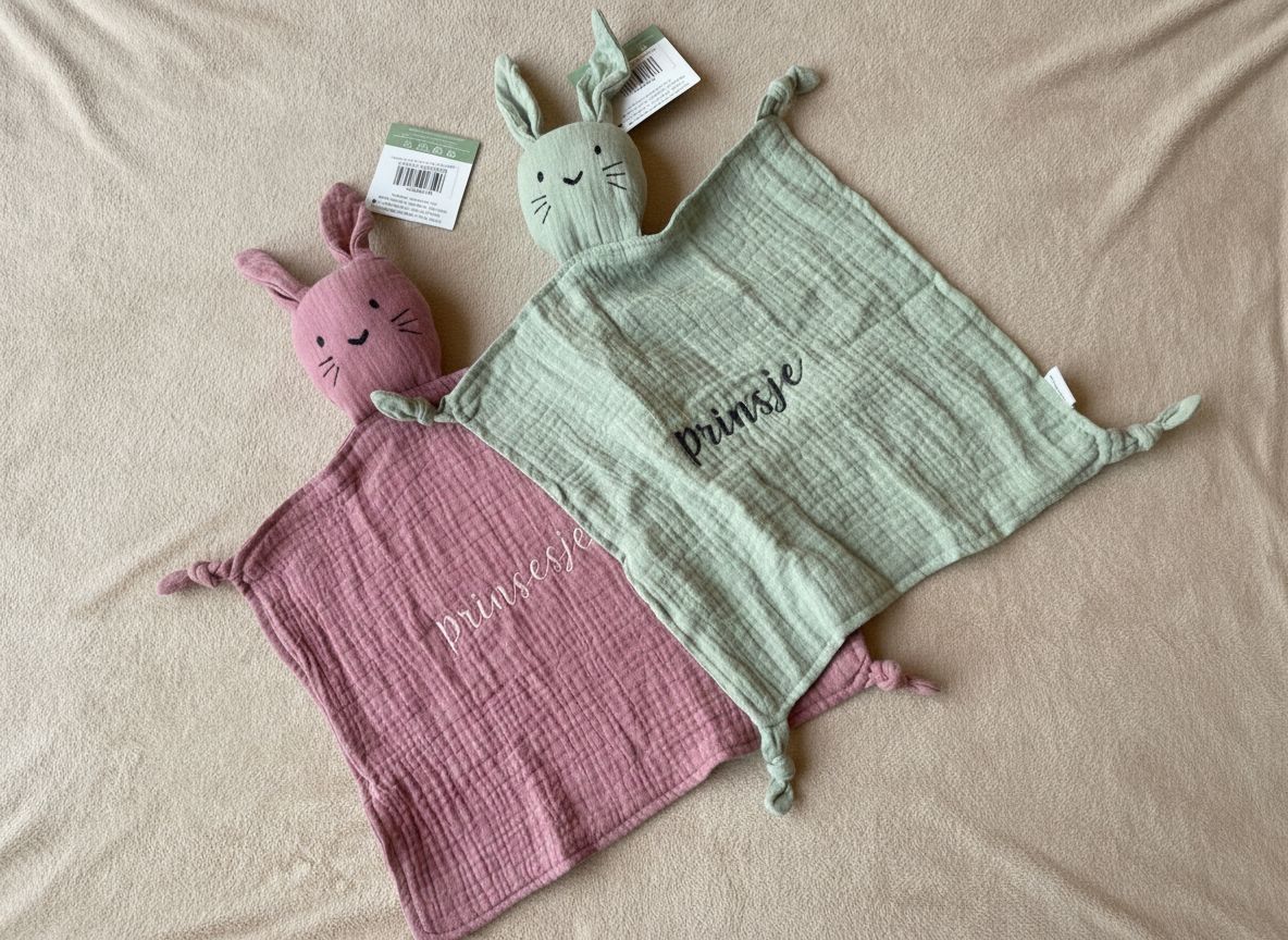 Gepersonaliseerde konijnen knuffeldoekjes geboorte met geborduurde naam