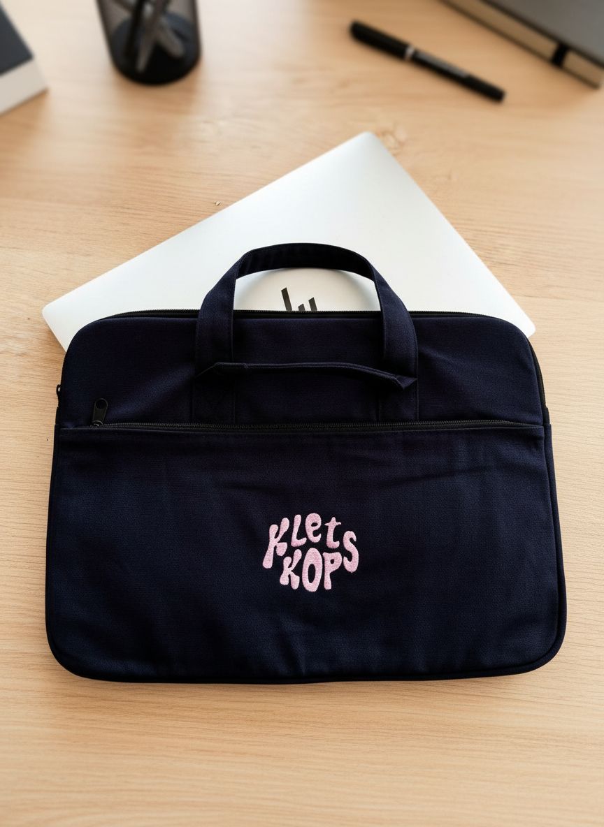 Laptop tas- Geborduurd met tekst
