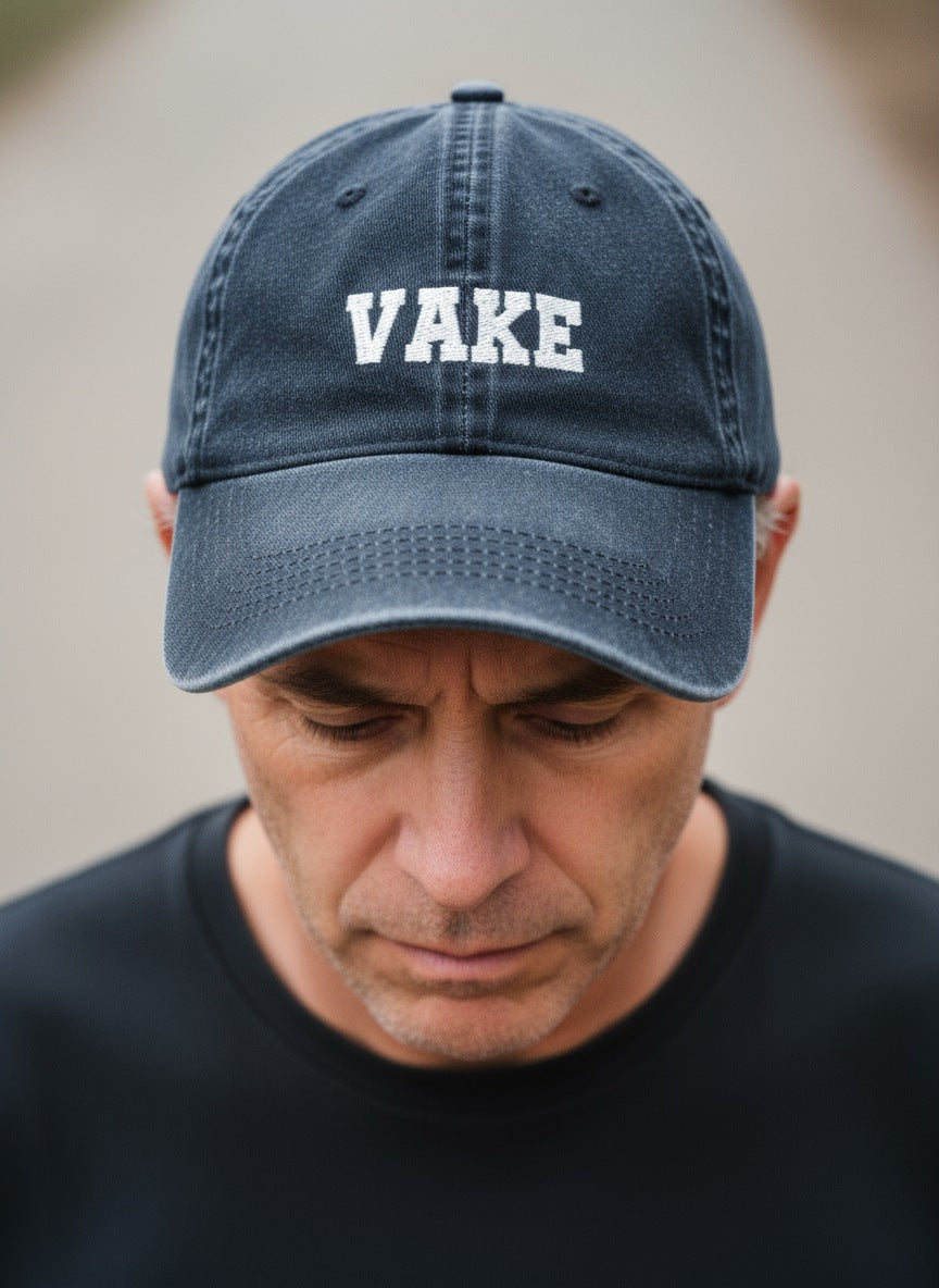 Papa met geborduurde pet met de gepersonaliseerde tekst vake 