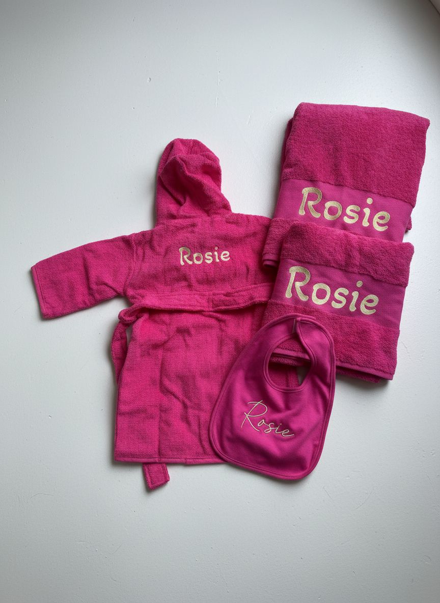 Baby of peuter badjas - Geborduurd op naam - Roze - Kletskop