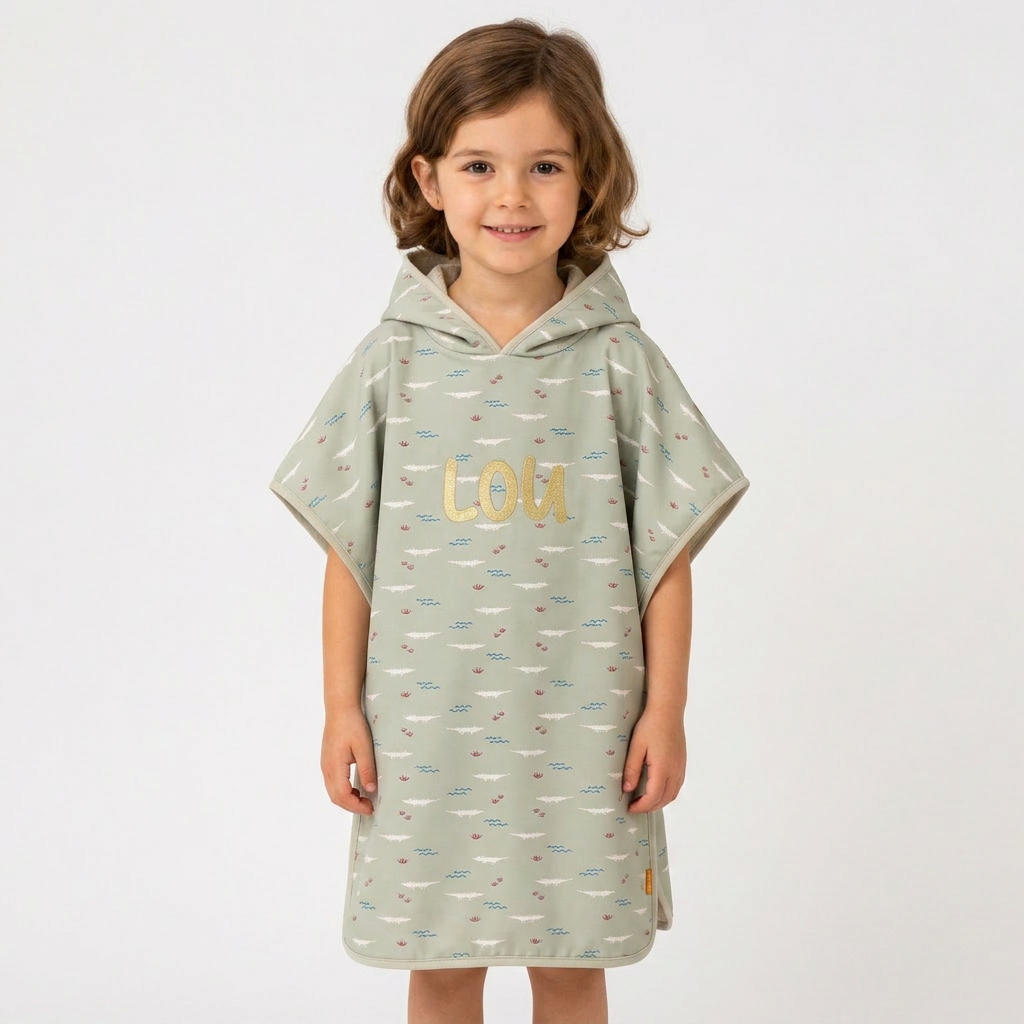 Fresk Kinder Poncho Surf Girl - Gepersonaliseerd