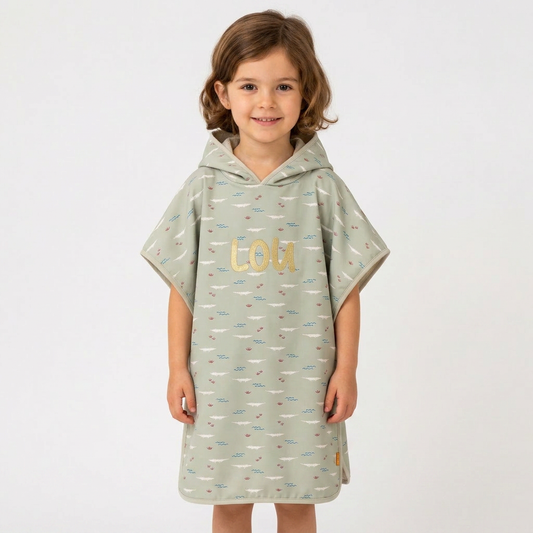 Fresk Kinder Poncho Surf Boy - Gepersonaliseerd - Kletskop