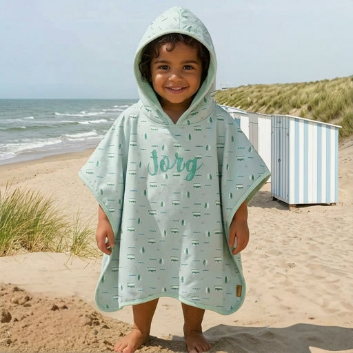 Fresk Kinder Poncho Surf Girl - Gepersonaliseerd
