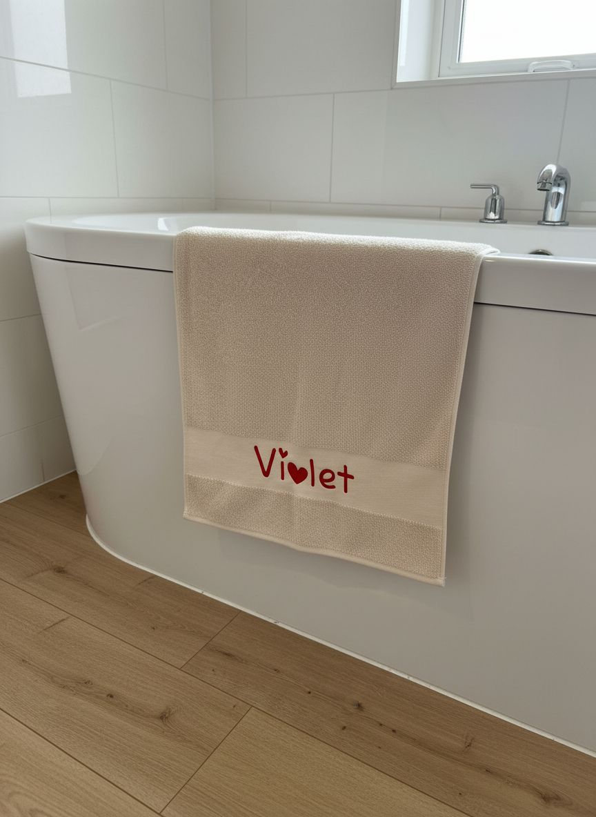 Handdoek gepersonaliseerd met een mooie naam en een hartje