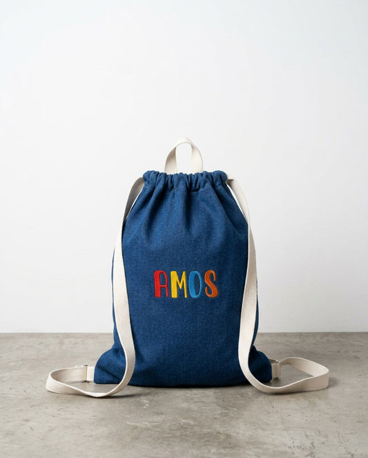 Jeans turnzakje -  Kleurrijke naam - Geborduurd