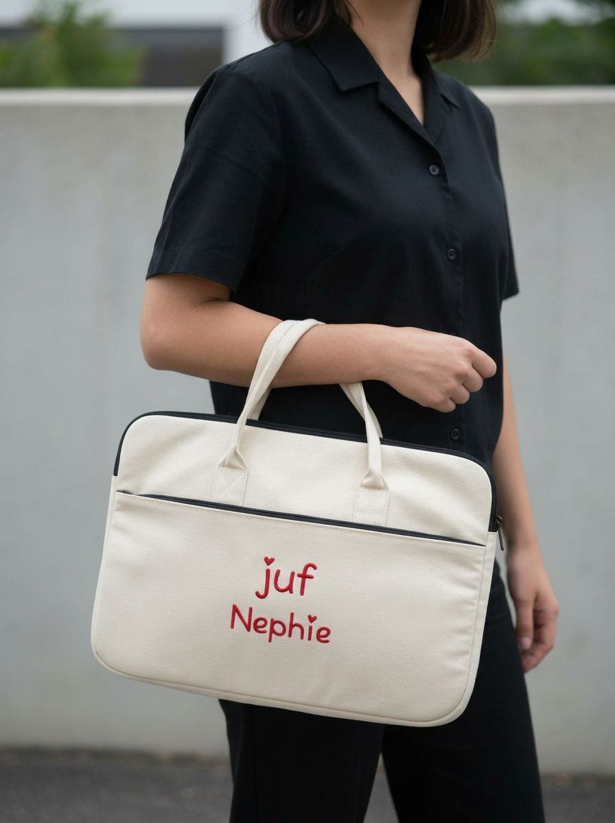Laptop tas- Geborduurd met tekst