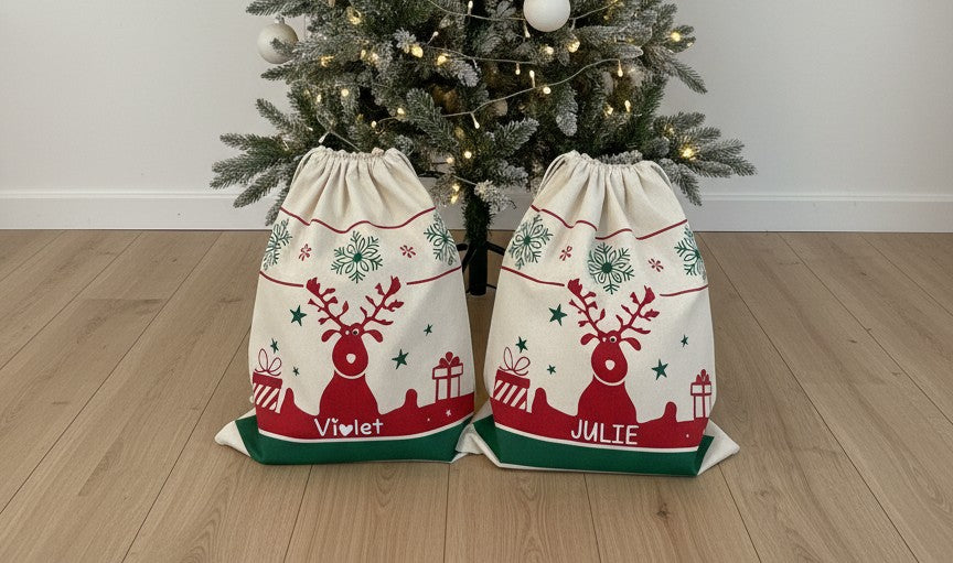 Rendier kerstzak met naam