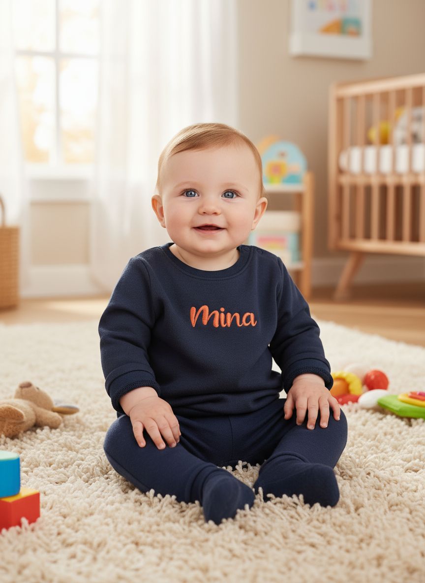 Baby sweater met geborduurde naam