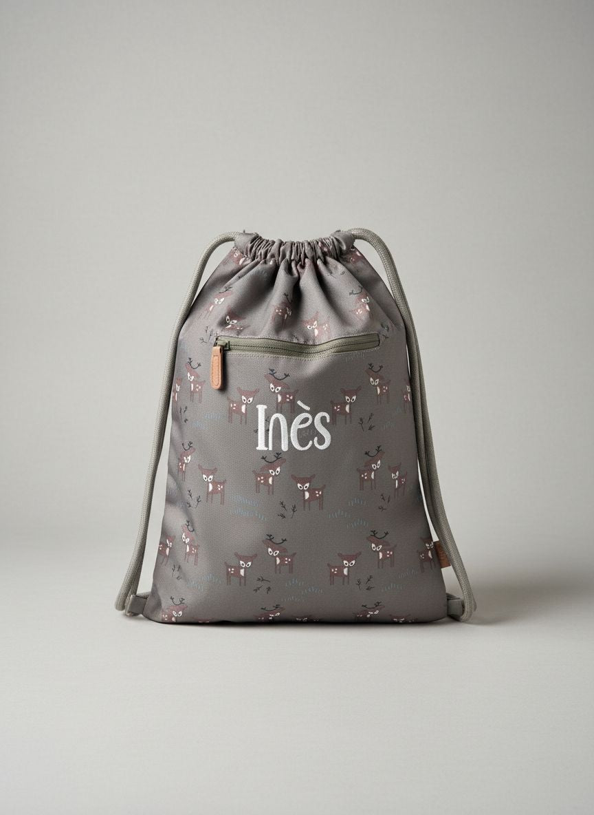 Gepersonaliseerde Fresk turnzak met naam borduring en herten print