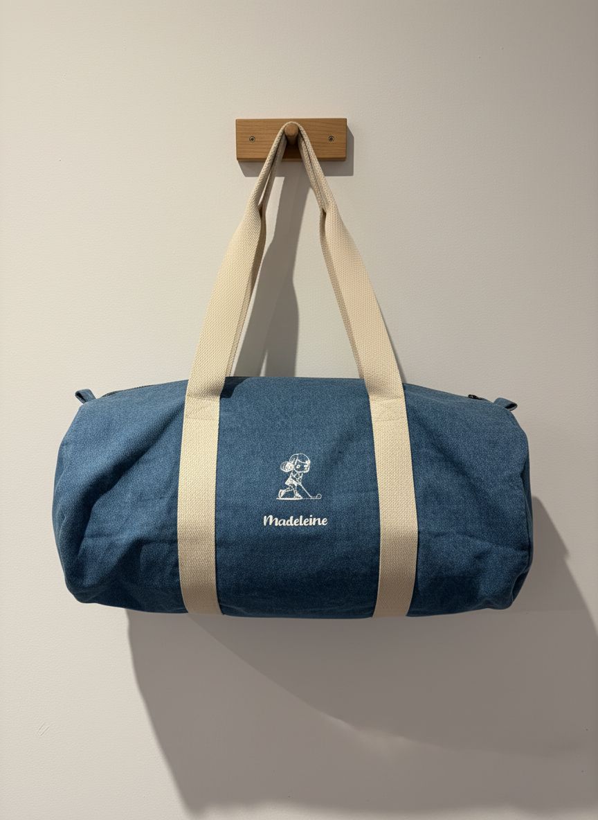 Gepersonaliseerde Jeans Sporttas - met sport logo - Kletskop