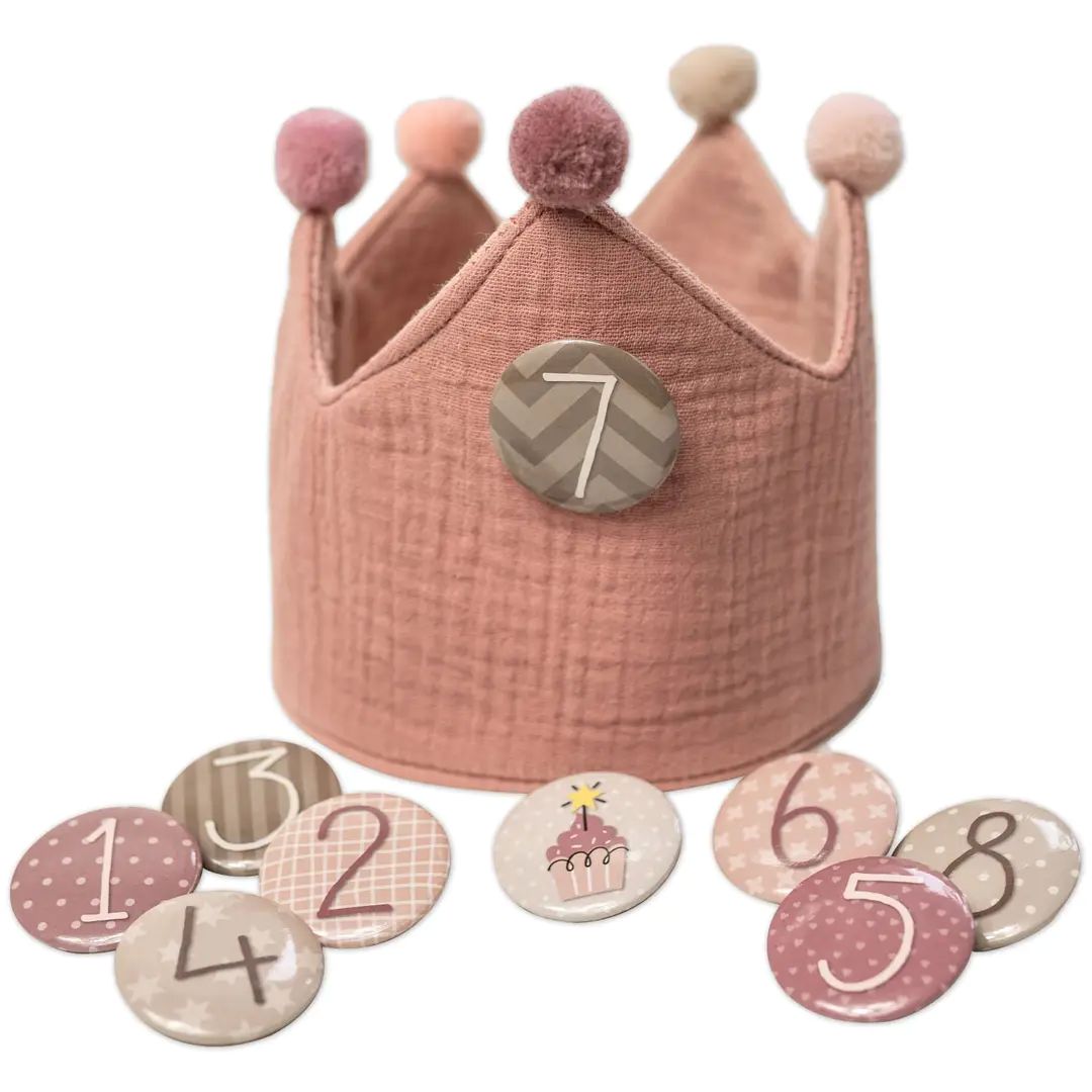 Pastel Roze Mousseline verjaardagskroon met Verwisselbare Cijfers