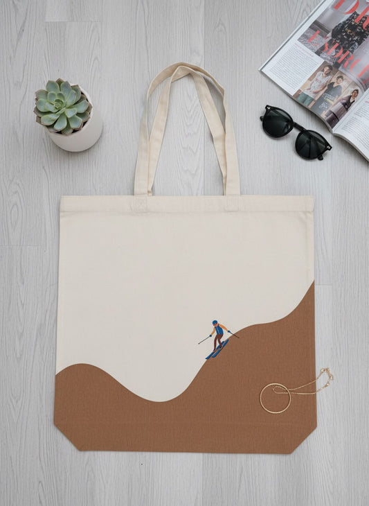 Minimalistische skiër totebag - Kletskop