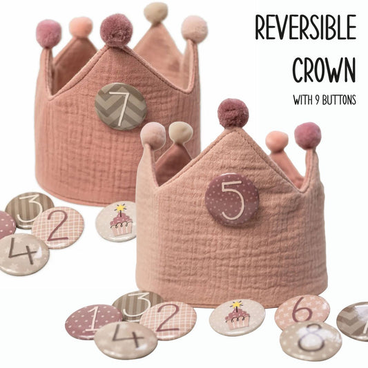 Pastel Roze Mousseline verjaardagskroon met Verwisselbare Cijfers