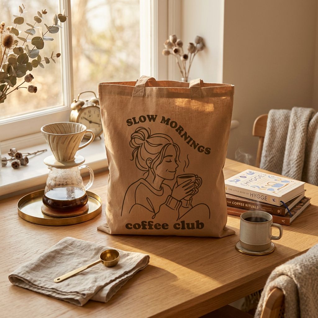Slow Mornings coffee club Totebag - paars