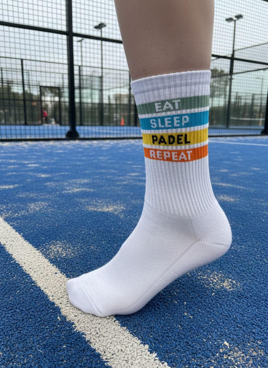 Vrolijke sokken met print eat sleep padel repeat