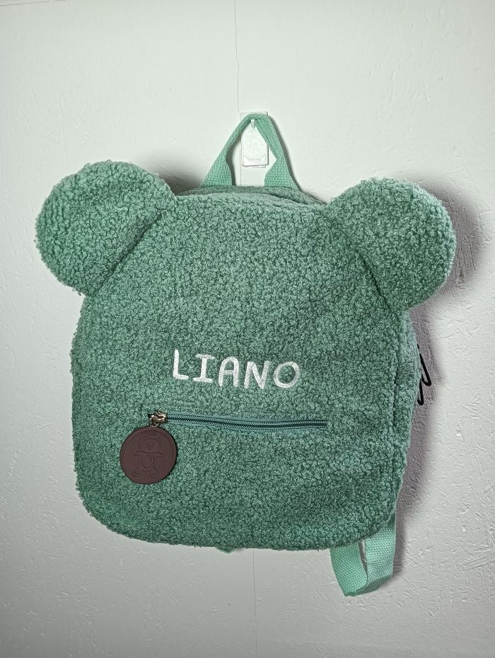 Baby of peuter teddy rugzakje voor de crèche gepersonaliseerd met de naam in zachte stof