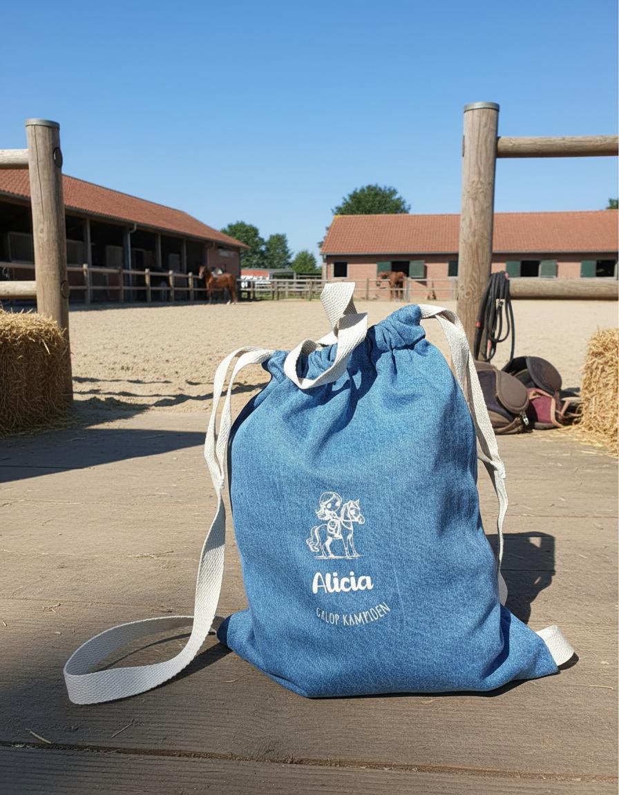 Gepersonaliseerd jeans turnzakje - Paardrijden - Dressuur Diva - Kletskop