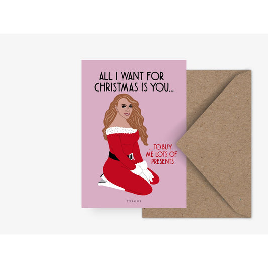 Wenskaart - All I want for christmas is you - Kletskop